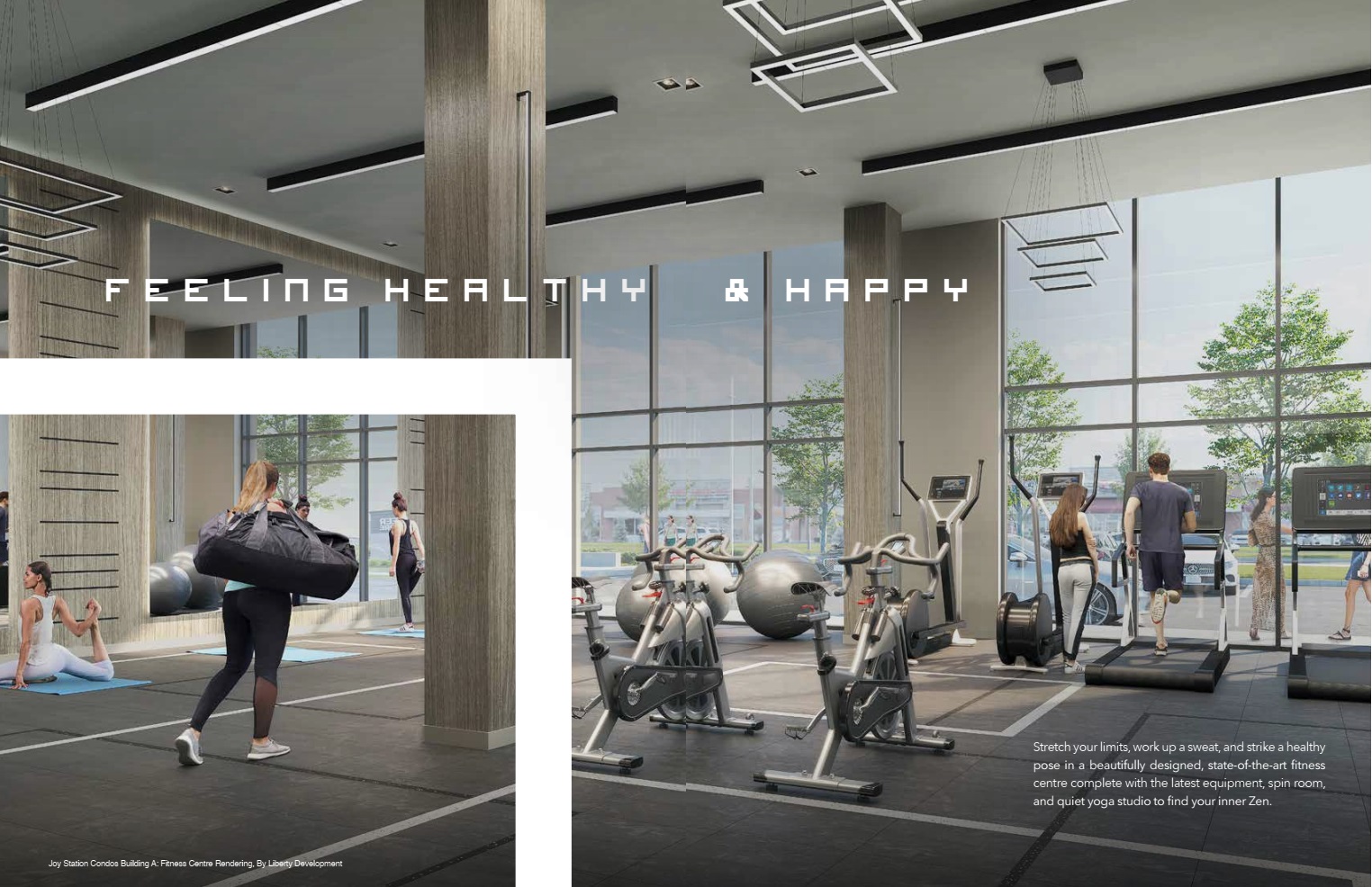 Joy Station Condos - Fitness Centre with Yoga Area and Cardio Machines