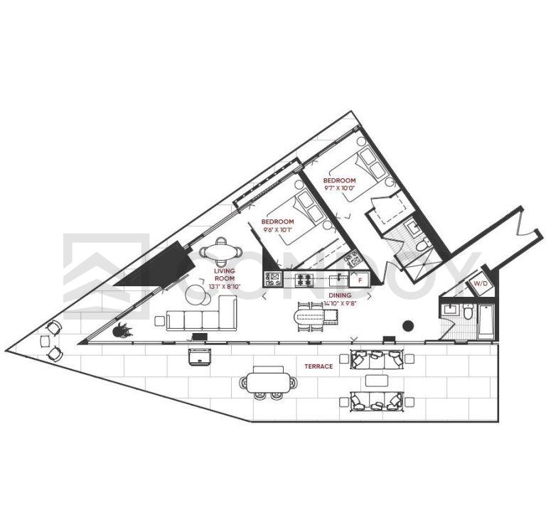 Junction Point Condos 2B_Q Model Floor plan