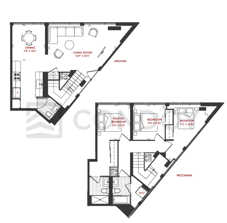 Junction Point Condos 3B_TH_B Model Floor plan