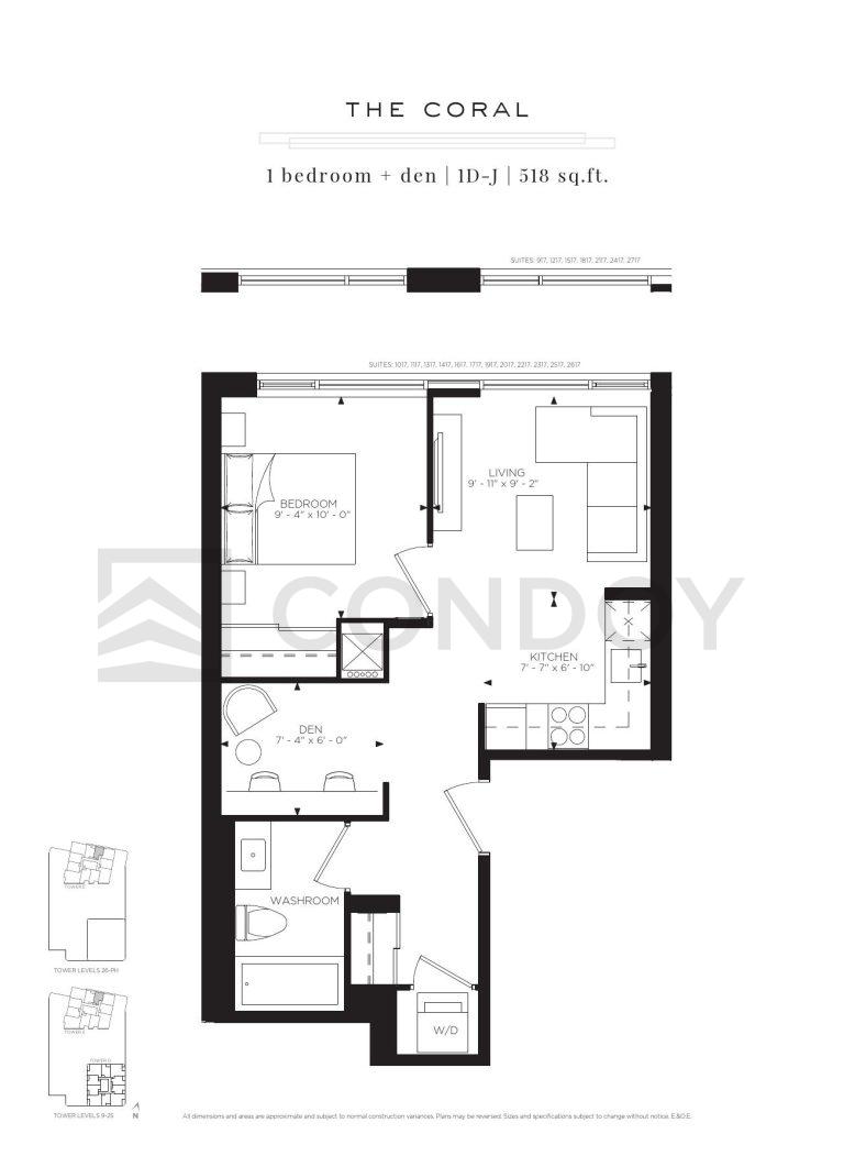 the coral Gallery Towers | The Coral | 518 Sq.Ft. | 1B