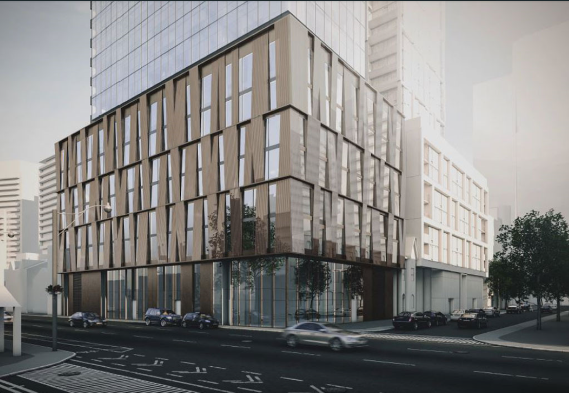 75 Ontario Street Condos Street Level View of Podium Exteriors