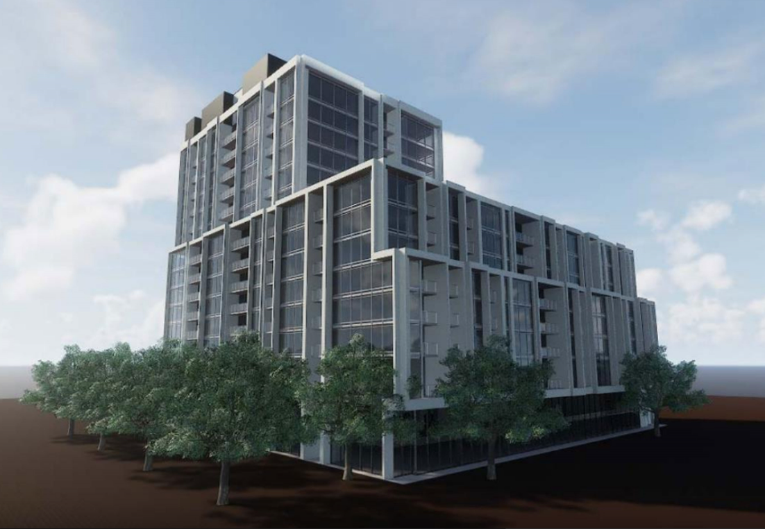 Looking Southwest to 859 West Queensway Condos Early Rendering