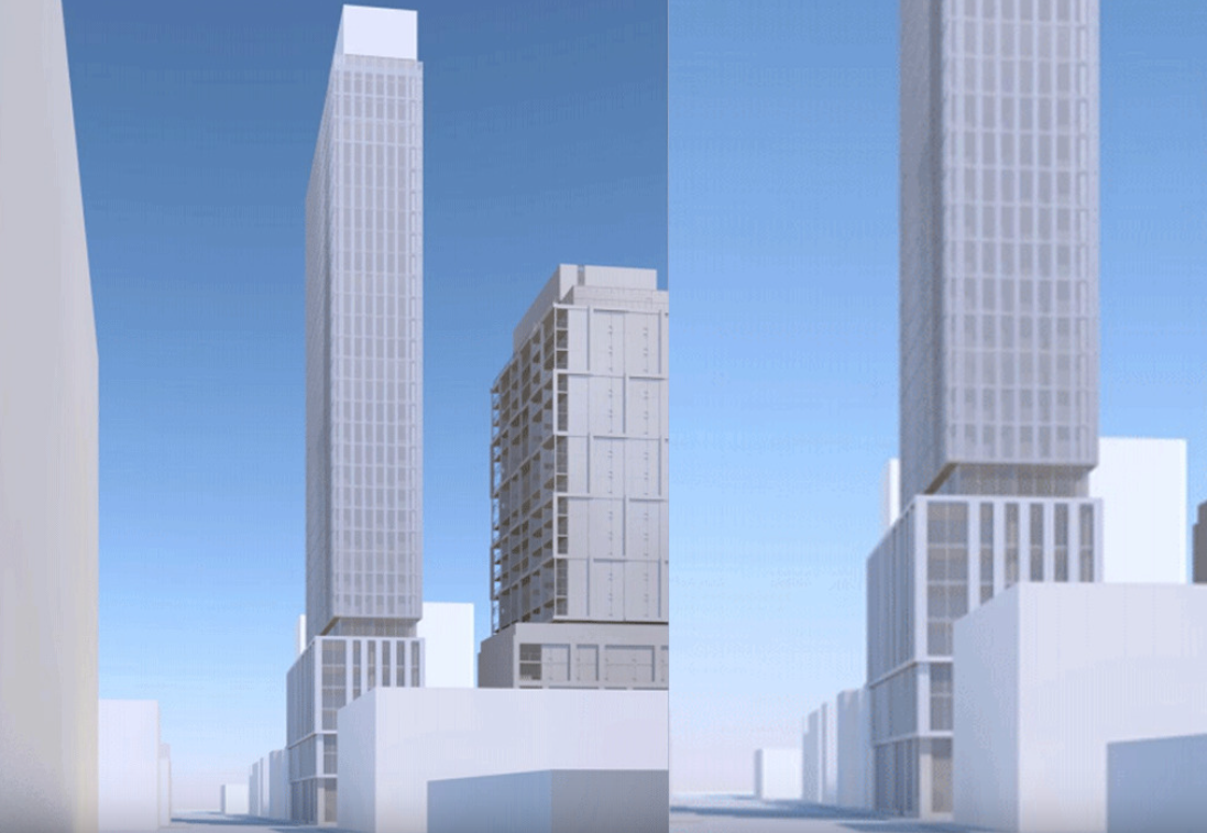 Split View of 75 Ontario Street Condos Tower & Podium Early Design
