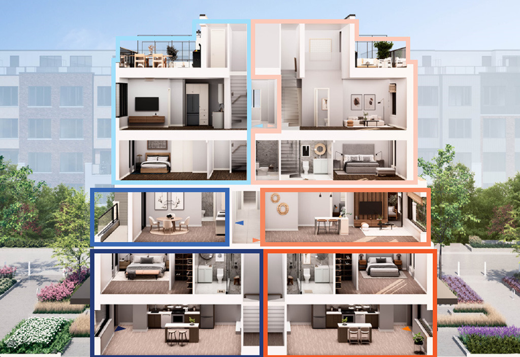 Westshore at Long Branch Towns - Dollhouse-View-of-Unit-Layouts-14
