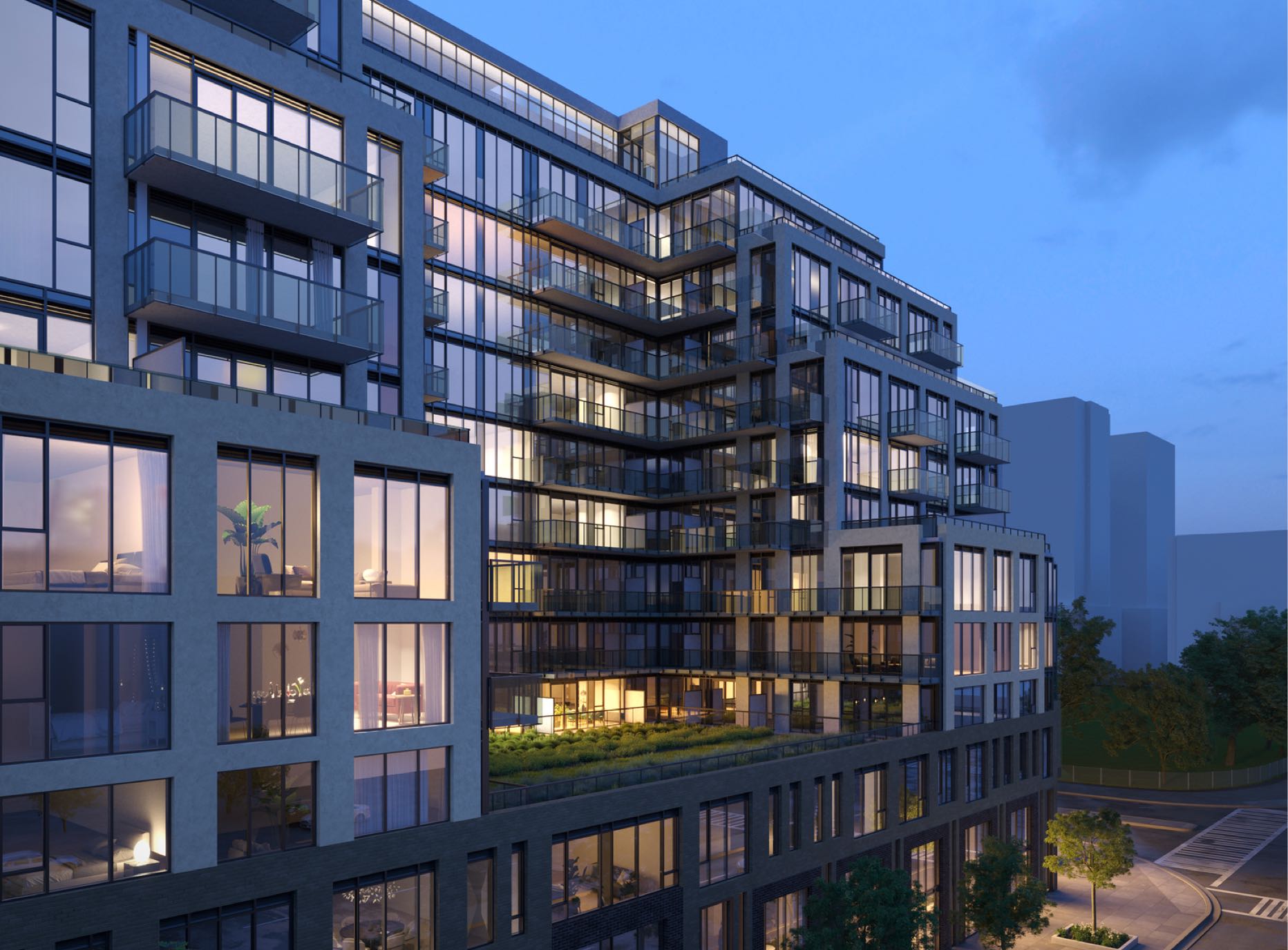 Joya Condos - Streetscape-View-of-Exteriors-at-Dusk-4