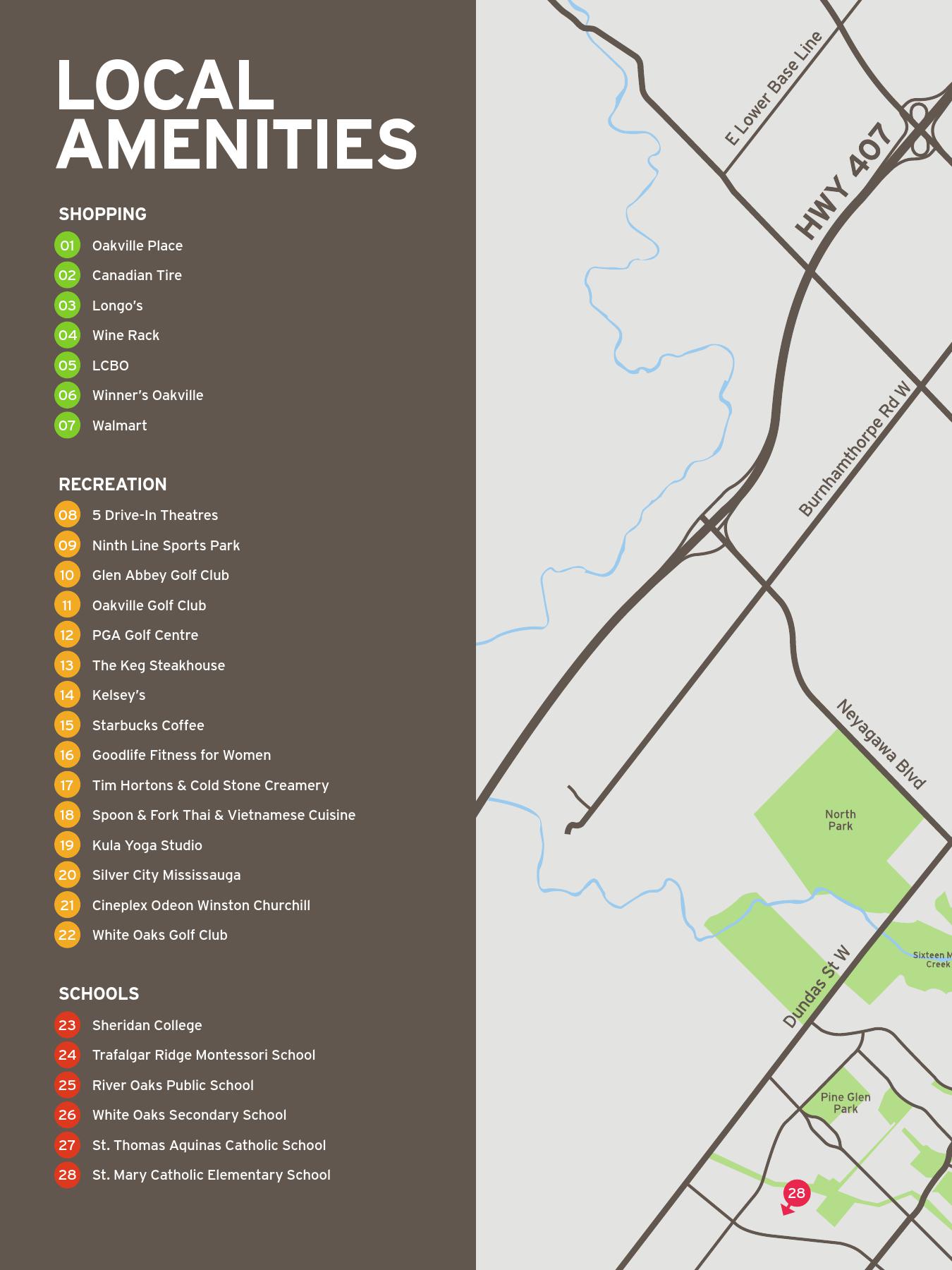 East Preserve Oakville Towns Local Amenities