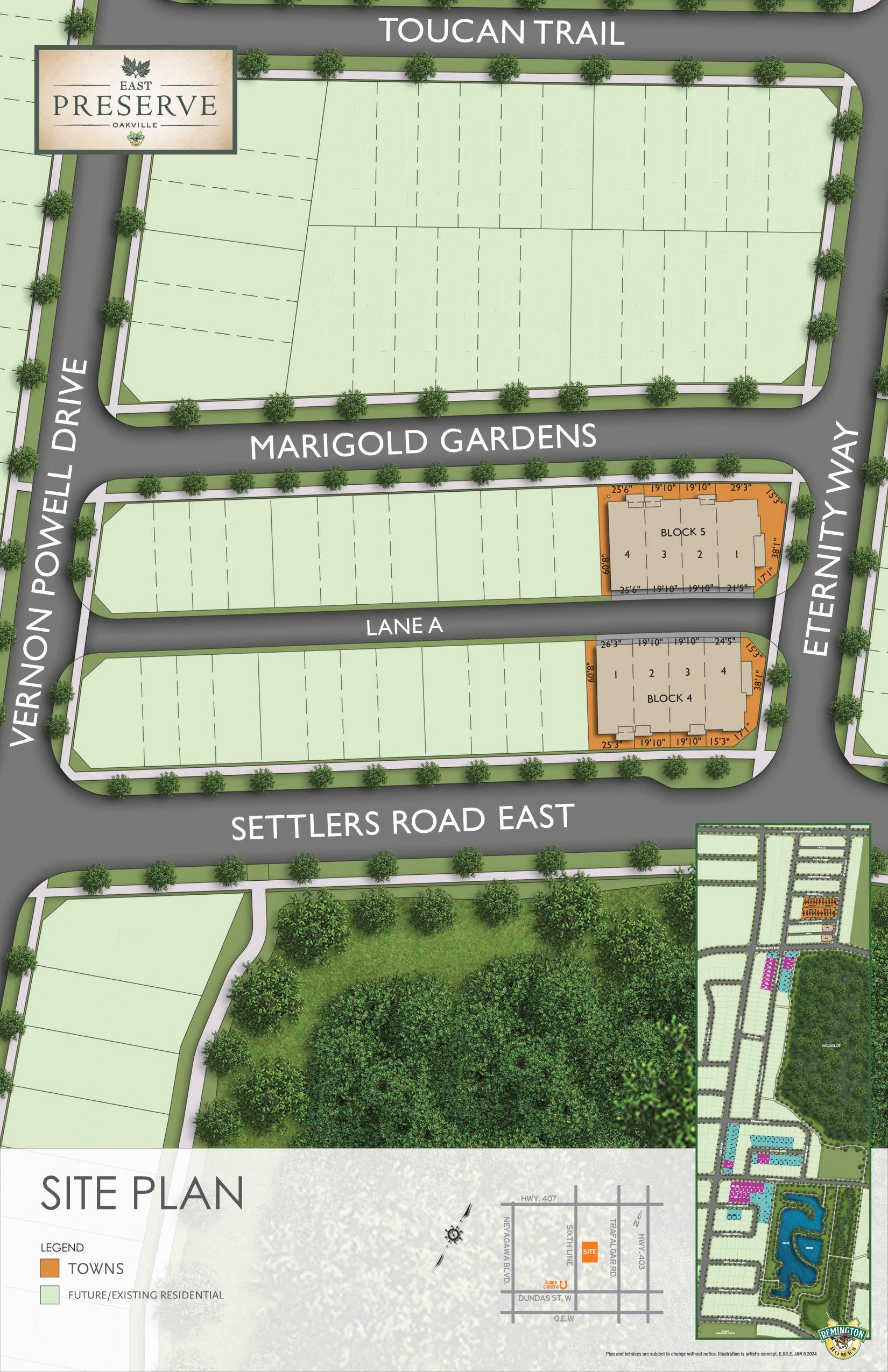 East Preserve Oakville Towns Siteplan