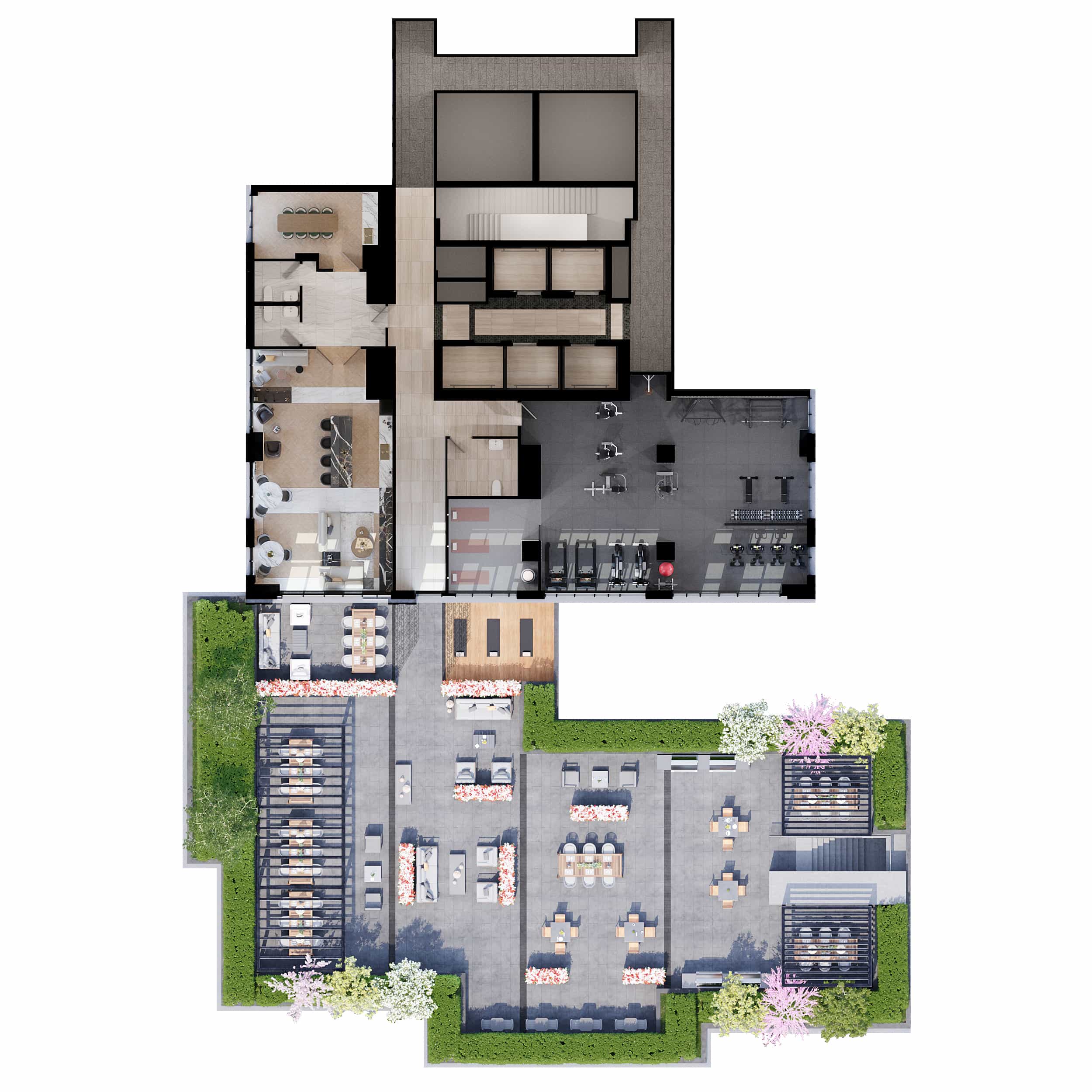 Bristol Place Condos Floor Plans - 2D 5th Floor Amenity Plan Rendering - Tower 1