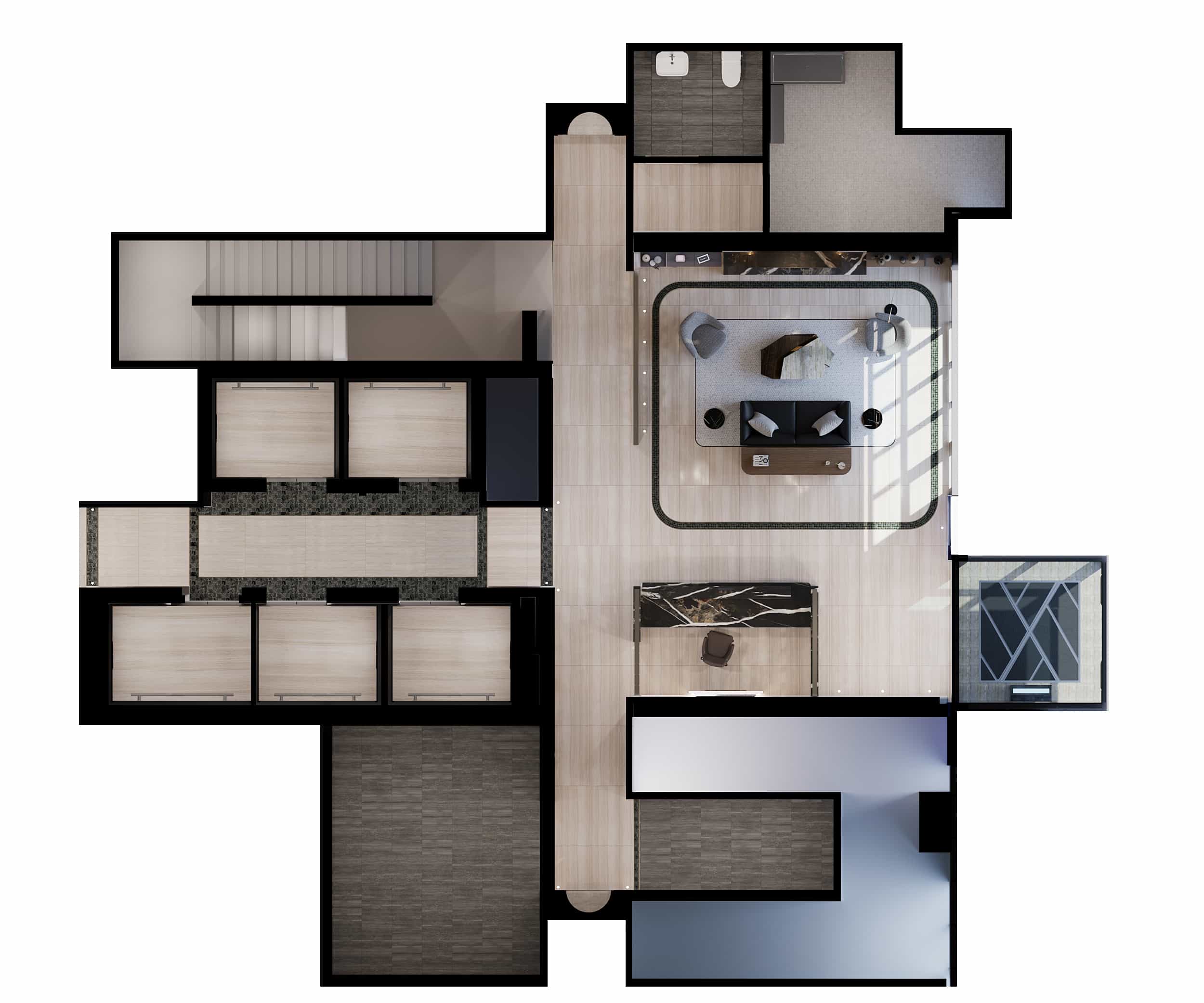 Bristol Place Condos Floor Plans - 2D 5th Floor Amenity Plan Rendering - Tower 1