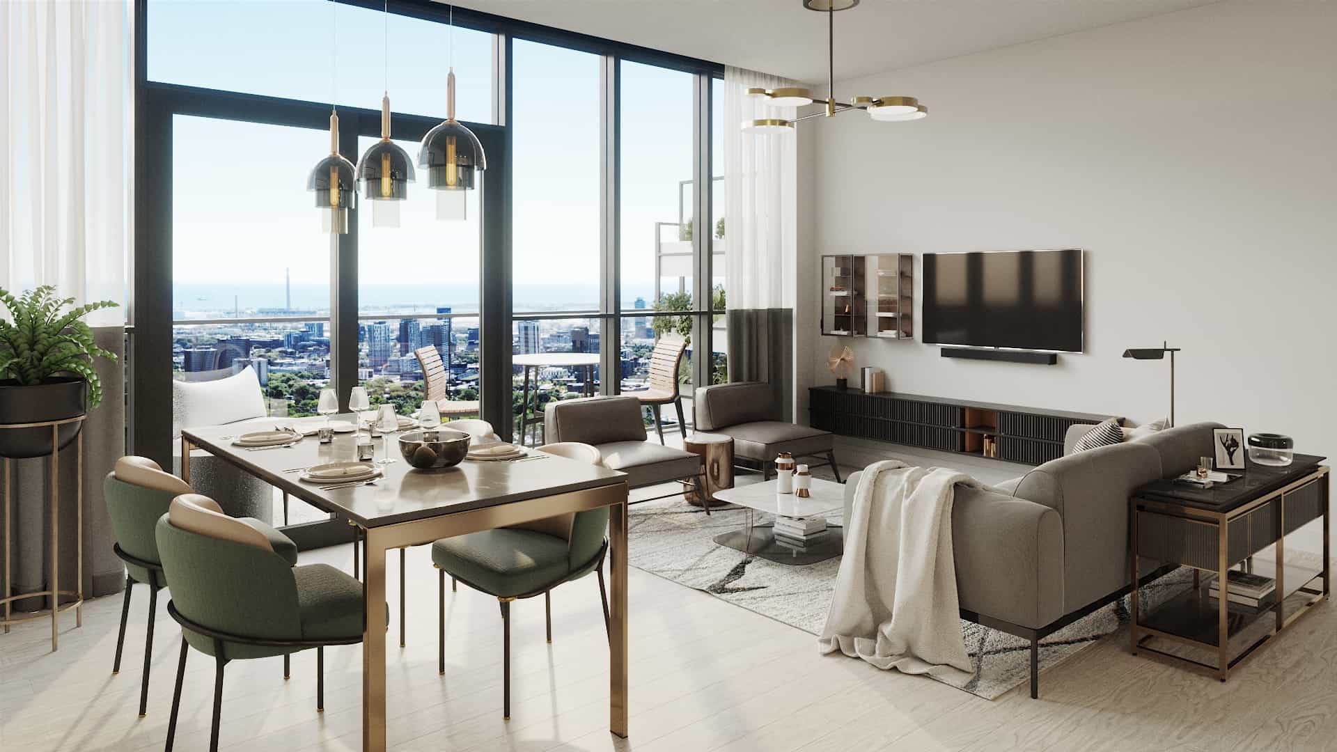 Bristol Place Condos Interior - Living Room _ Dining Area