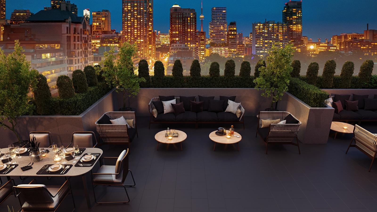 One Ten Avenue Road Condos Rooftop Night