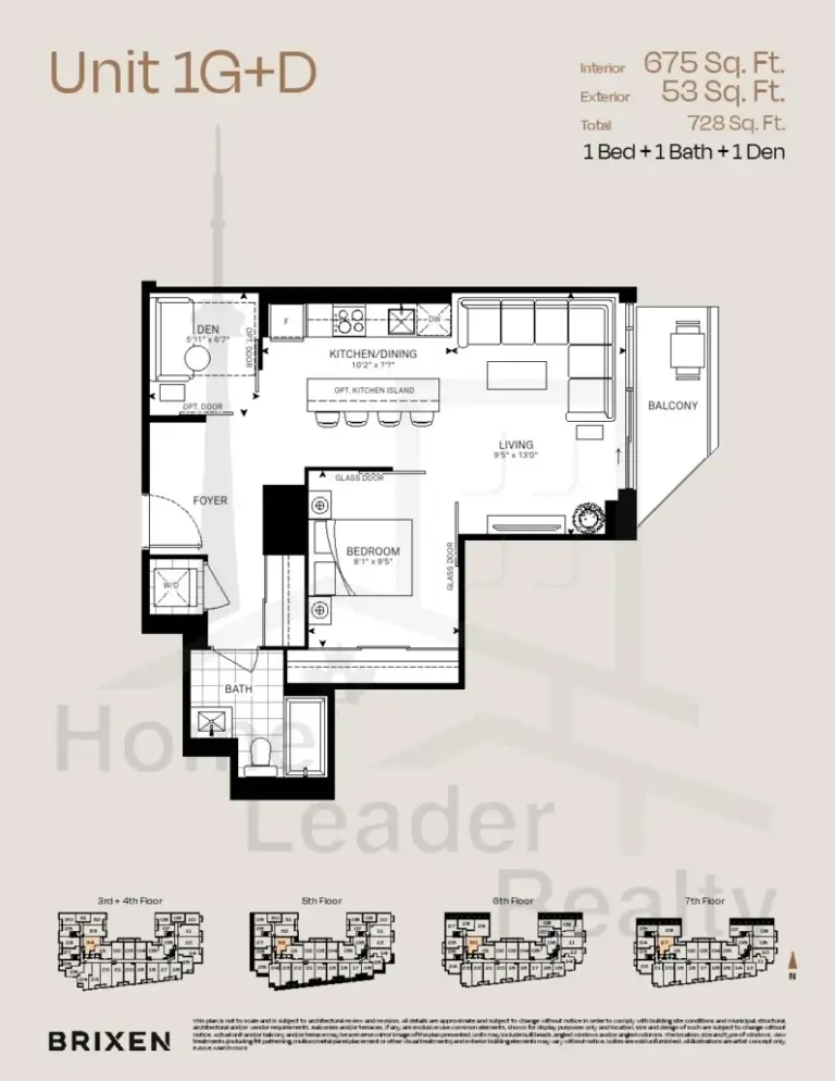 1gd Exhale Condos | 1G+D | 675 Sq.Ft. | 1.5B