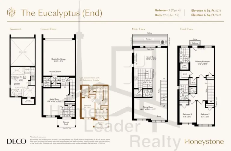 Honeystone-Towns-LT03 END-The-Eucalyptus End -floorplan