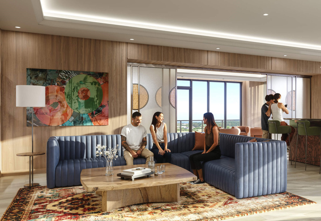 The Wilde Condos Party Room with Bar Area