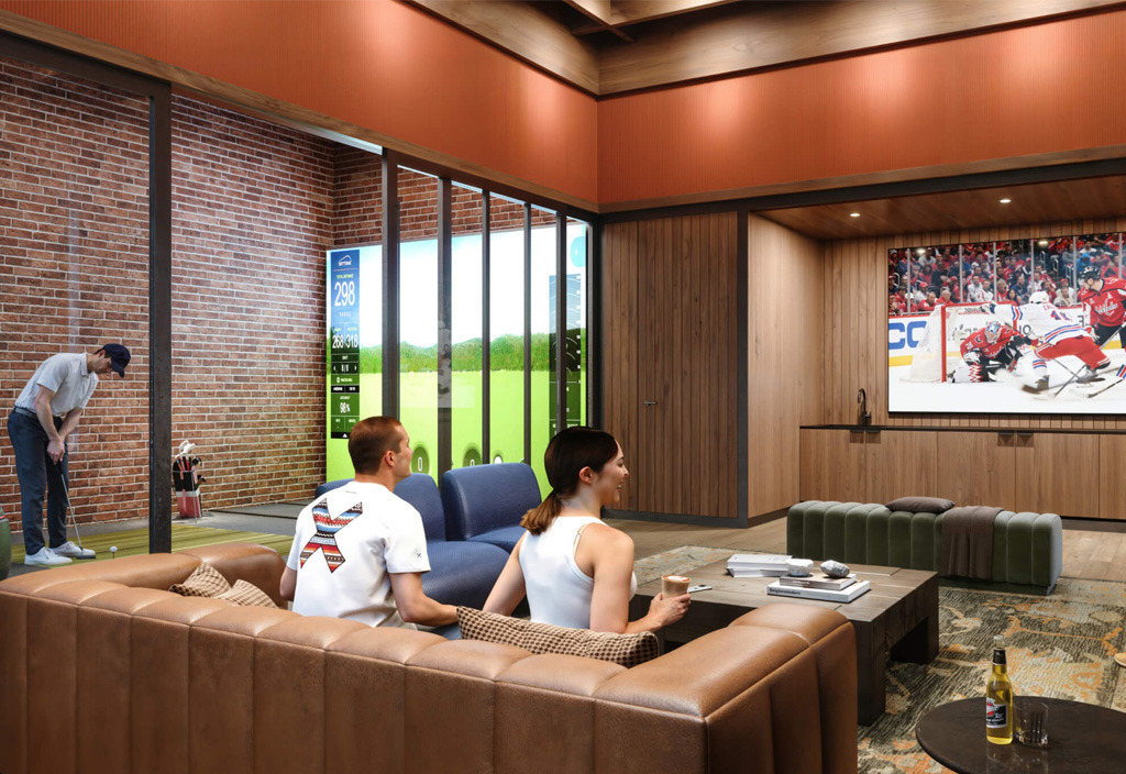 The Wilde Condos Sports Lounge with Virtual Golf Area