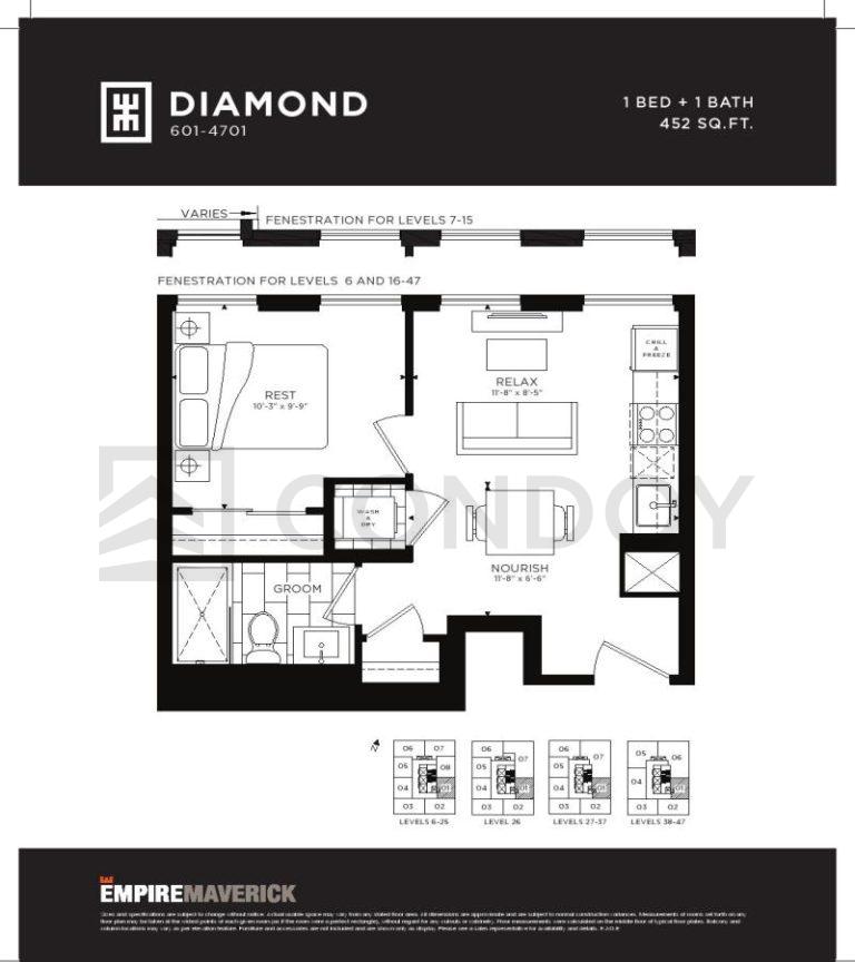 Diamond Empire Maverick Condos | Diamond | 452 SQF | 1B