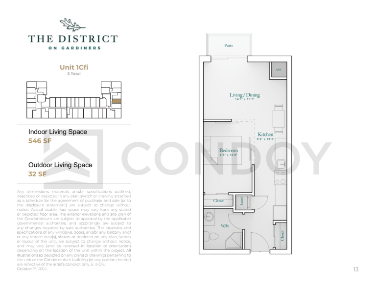 The District on Gardiners Condos 1Cfi Floor Plans