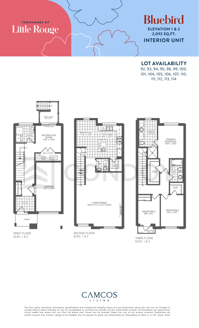 Townhomes of Little Rouge BlueBird Floor Plan
