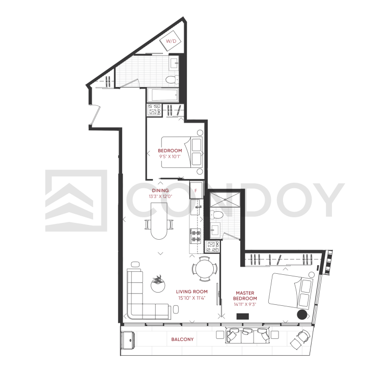 Junction Point Condos 2B_I Model Floor plan