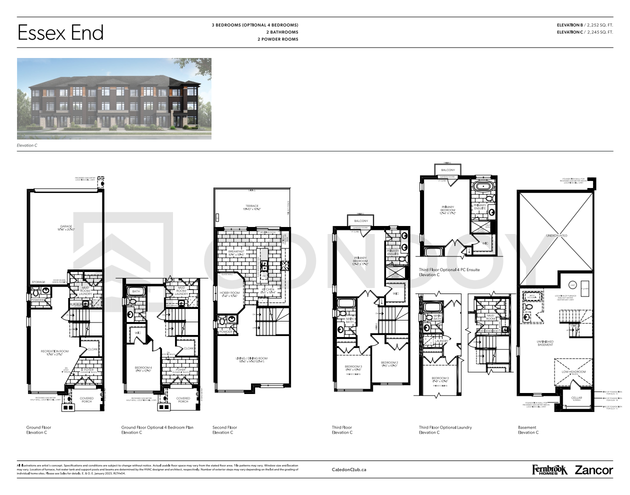Caledon-Club-Towns Essex-End Floor Plan