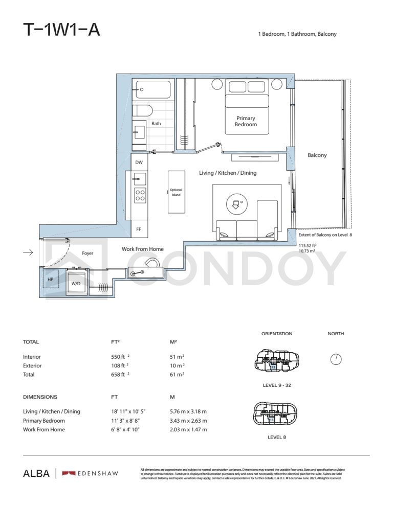 Alba-Condos T-1W1-A Floorplan