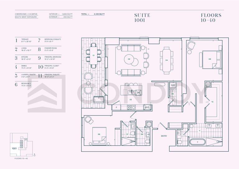 8 Rosehill Condos Suite 1001 Floor Plan