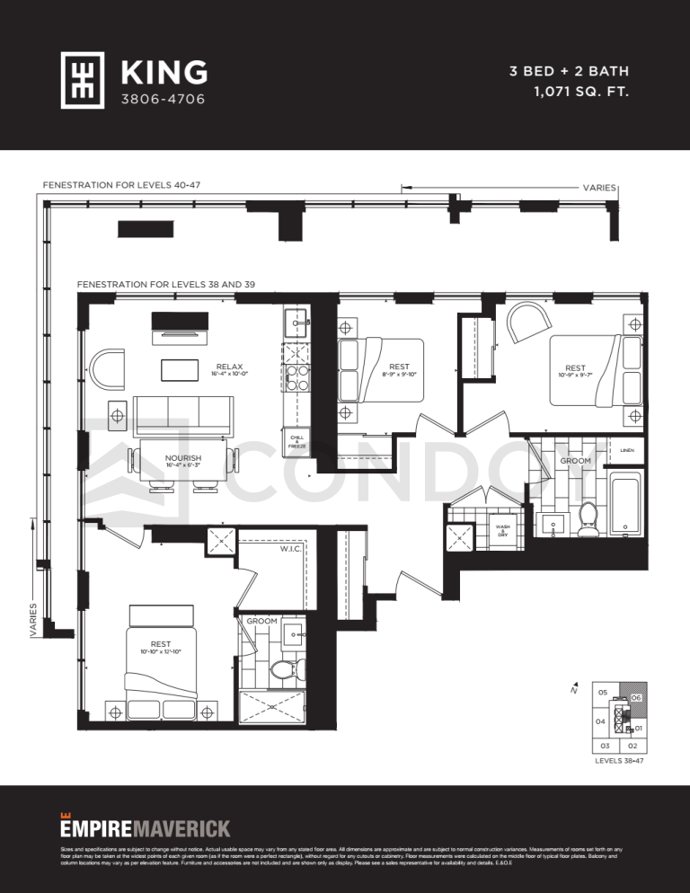 king Empire Maverick Condos | King | 1071 SQF | 3B