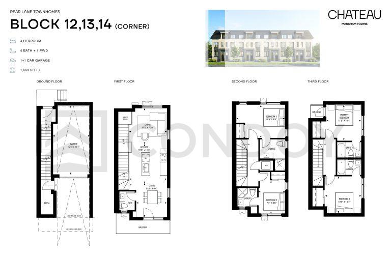 Chateau Markham Towns Rear Lane-Corner Floor Plan