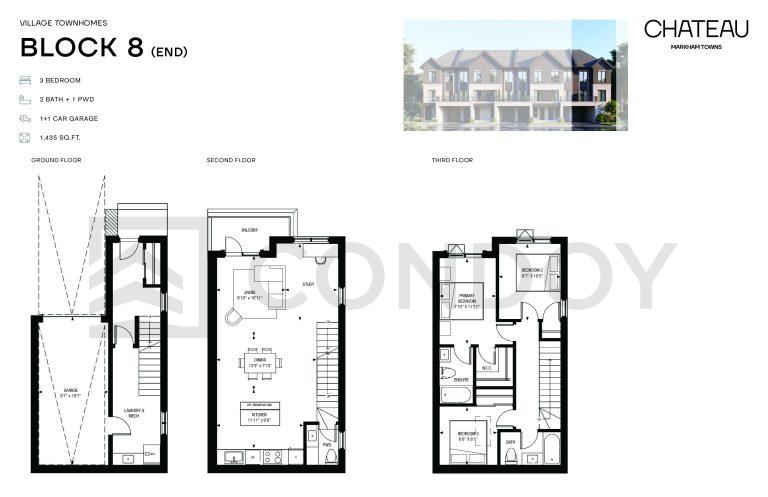 Chateau Markham Towns village-End Floor Plan